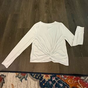 JoyLab SZ L White Twist Front Long Sleeve leisure wear top